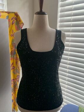 Embellished Sequin Sweater Shell, Large